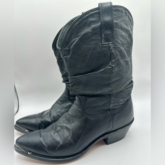 Dingo Slouch Cowboy Boots Black Leather Western boot Biker  women’s size 6 - Picture 7 of 10